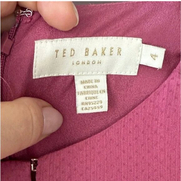 ted baker hariiet raglan sleeve tea midi dress pink size 4 like new no tags - Picture 8 of 8